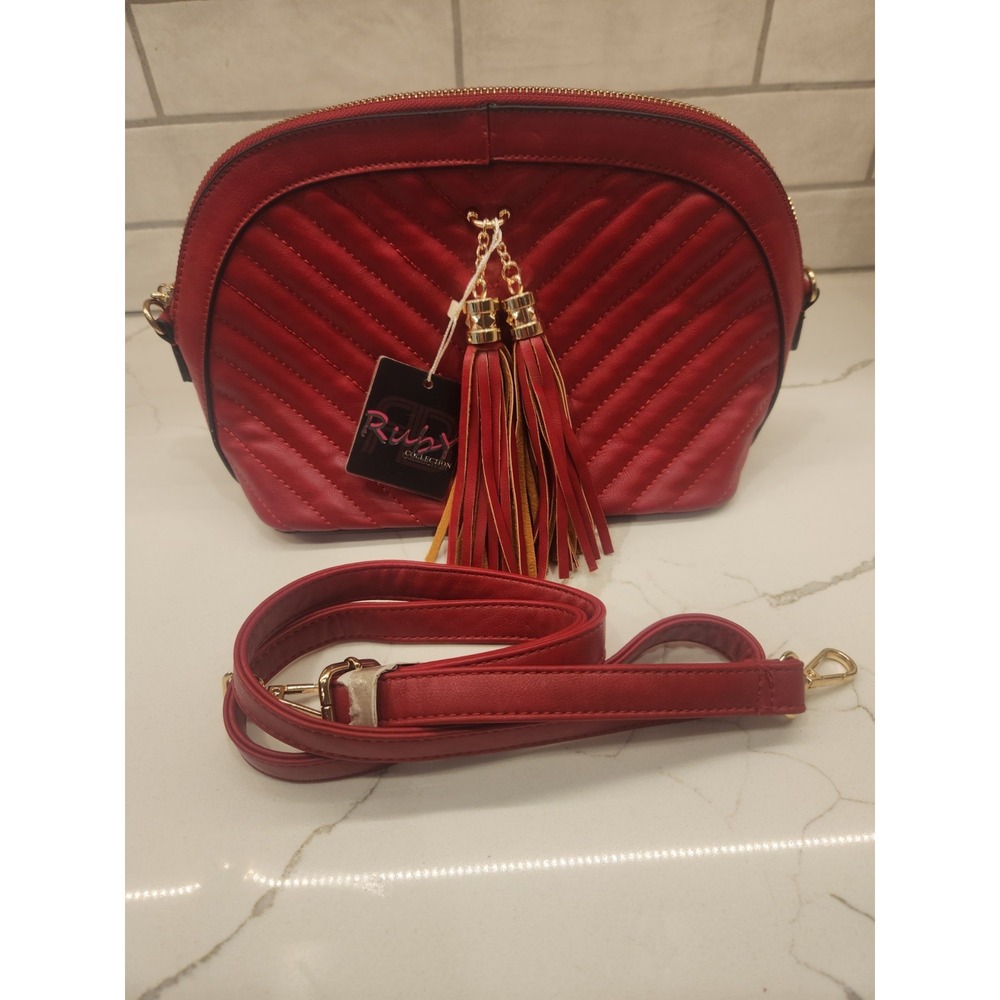 Ruby Collection Solid Red Purse Crossbody Handbag… - image 2